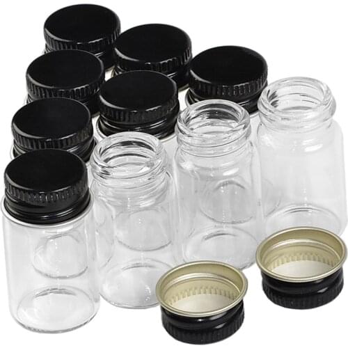 22*50*14mm 10ml Glass Bottles Aluminium Screw Cap Casquette Transparent Empty Jars Gift Glass Bottles 100pcs
