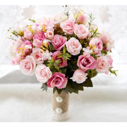 Bridal Bouquet European Chaise Longue Roses, Fake Flowers, Home Decoration, Emulation, Wedding Bouquet Rose Small Rose Bouquet