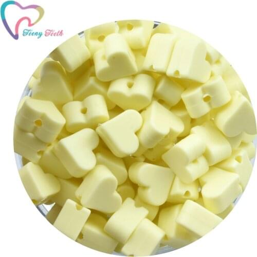 Teeny Teeth 100 PCS Silicone Beads Food Grade Heart Shaped Baby Chewable Teething Beads For Best Infant Nursing Pacifier