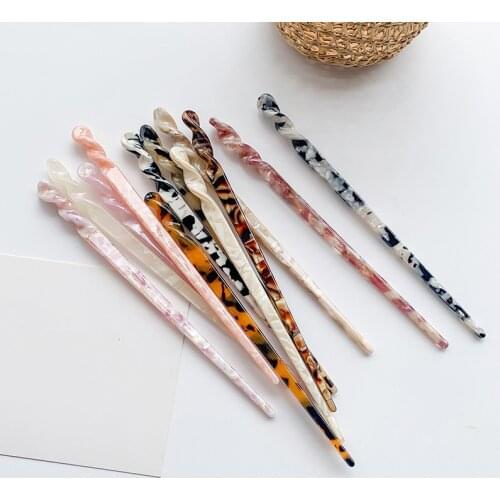 Ethnic Style Acetic Acid Hair Sticks Hairpins Floral Print Barrettes Women Vintage Hair Jewelry Hairgrip Hair Accessories