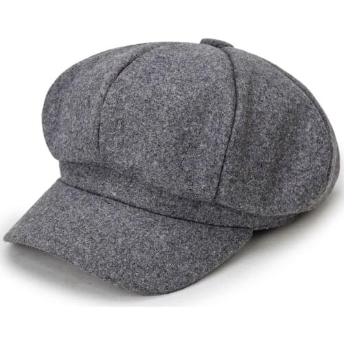 Vintage Felt Octagonal Hat New Winter Women Hats Newsboy Cap Black Color Literary Female Snapback Cap Leisure Hat Accessories