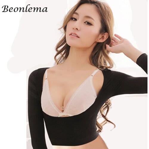 Beonlema Women Arm Shaper Bust Push Up Shapewear Posture Shaping Female Body Shaper Tops Long Sleeve Knitted Cloth Shapers