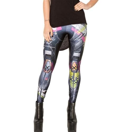 DOUBCHOW Womens Red Robot Printing Leggings Pants 2018 Maiden Girls Shiny Spandex Stretchy Leggings Skinny Footless Size M