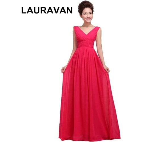 Women long size 8 ladies v-neck bridesmaid dress 2020 new arrival dresses in red roayl blue hot pink 2019 model aline gown