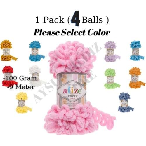 Thread 1 Pack ( 4 Balls ) Alize Puffy Hand Knitting Yarn Crochet Tool Kit