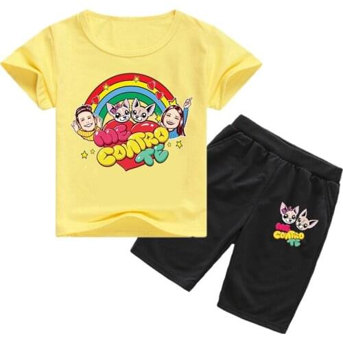 Baby Boys Summer Cartoon Me Contro Te Clothes Children Clothing Sets Girls Short Sleeve T-Shirt+ Shorts 2PCS Suit Kids Sleepwear