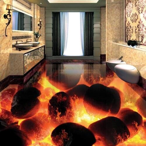 Papel De Parede Custom 3D Flooring Murals 3D Stereo Stones Flame Bedroom Living Room Self-adhesive Waterproof 3D Floor Tiles Fre