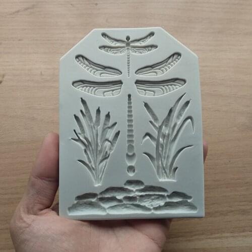 3D Cake Decoration Silicone Mold Dragonfly Border Grass Fondant Baking Decorating Tools Molds Candy Chocolate SQ1821