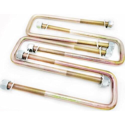 4 Pcs 9/16" Square U Bolts For 2.5" Width Leaf Sprint or Blocks with 10.5" Length