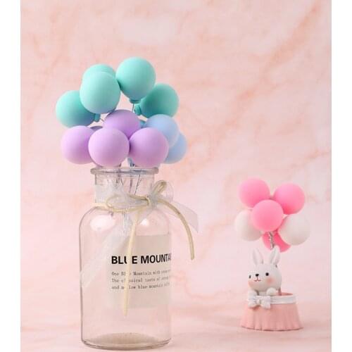 5pcs/bunch DIY Rainbow Birthday Balloon Cake Topper Happy Birthday Party Decor Kids Colorful Cake Decoration Wedding Baby Shower