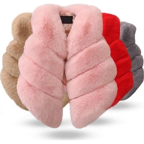 Children Girls Faux Fur Vest Autumn & Winter Fashion Thick Warm Colorful Waistcoat Kids Outerwear Baby Girl Christmas Clothes