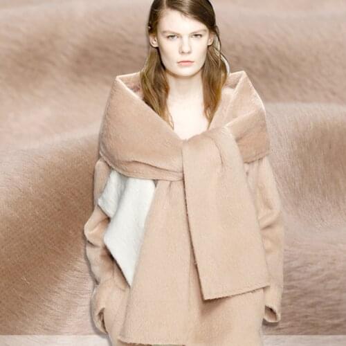 Long wool fabric Alpaca Peruvian camel autumn and winter alpaca woolen coat clothing fabric wholesale high quality wool cloth