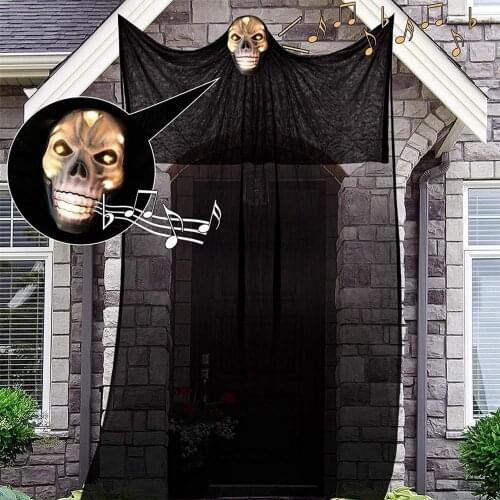 Haunted House Hanging Ghost Halloween Decoration Horror Props Creepy Skeleton Hanging Grim Reaper Home Door Bar Decor