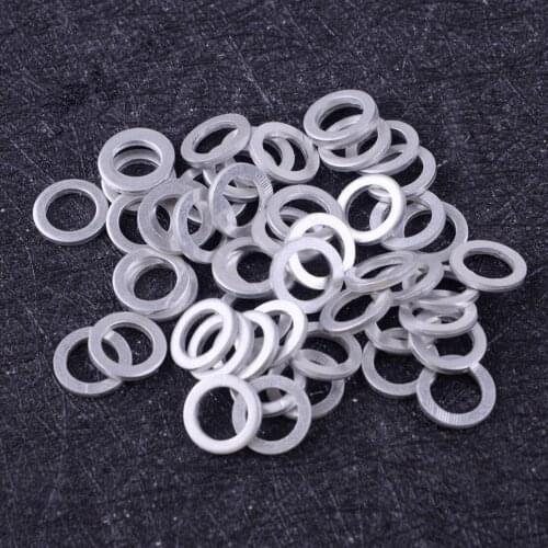 DWCX Car Silver Aluminum Alloy 50pcs Engine Oil Crush Washers Drain Plug Gaskets Seal 8mm ID. 12mm OD