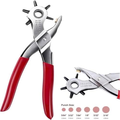 Leather Belt Hole Punch Plier Eyelet Puncher Revolve Sewing Punching Bag Setter Tool Watchband Strap Household Leathercraft