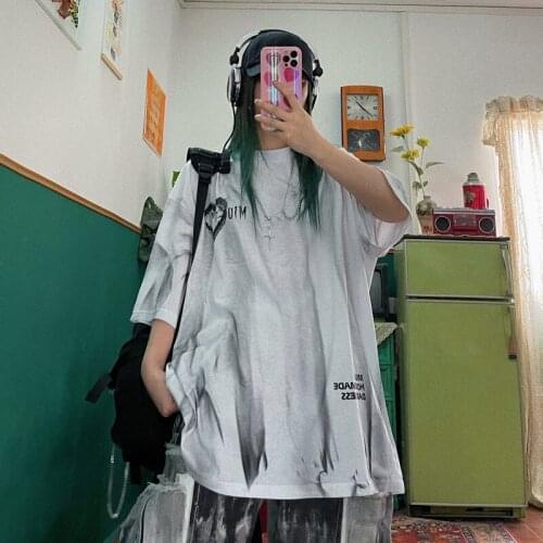 Street hip hop handsome neutral ins Love Print loose size couple men and women short sleeve T-shirts summer tide tees