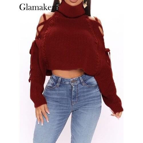 Женские пуловеры с открытыми плечами Glamaker China At AliExpress