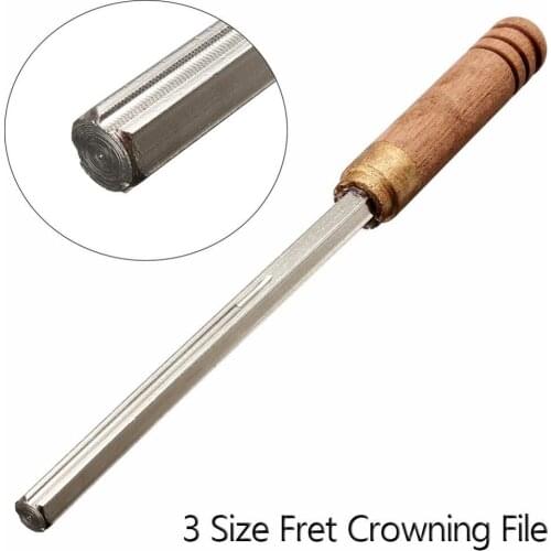 3 in 1 Guitar Fret Sanding Luthier Tool Guitar Fret Crowning Metal File with 3 Size Edges Wooden Handle Guitar Repair Tools