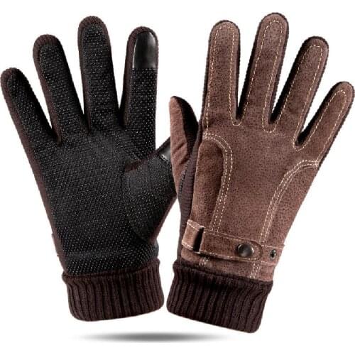 Leather Glove Winter Glove Touchscreen Winter Pigskin Glove Ride Bike Windproof Full Finger Warm Anti-Slip Gloves Hot
