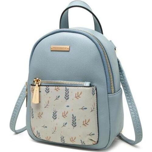 Mini Women Backpack Printing Flower Pu Leather Cute Girl Backpack Brand Design Small Ladies travel Back Pack