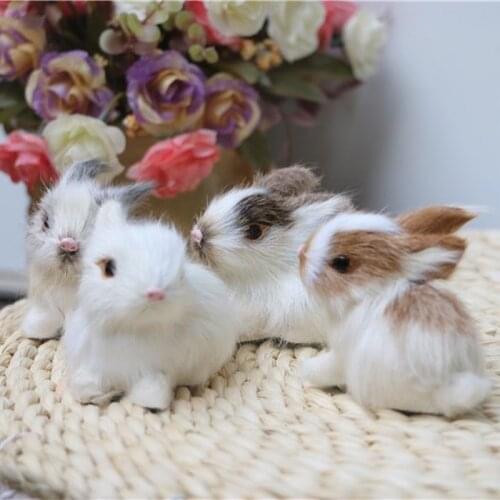 5CM Mini Realistic Cute White Plush Rabbits Fur Lifelike Animal Easter Bunny Simulation Model Birthday Gift Rabbit Toy