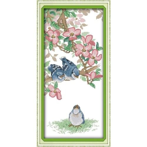The blue bird cross stitch kit 14ct 11ct pre stamped canvas embroidery DIY handmade needlework