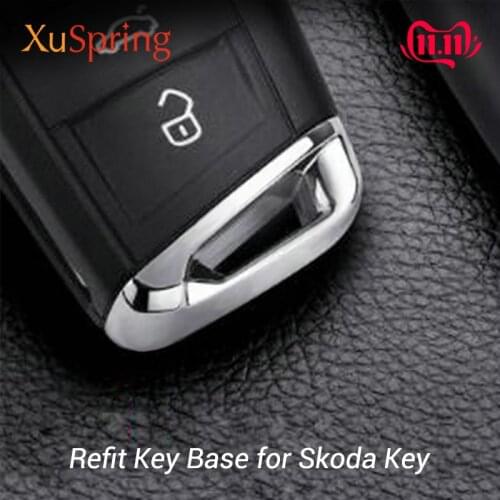 Car Refit Key Base Cover Trim Sticker For Skoda Kodiaq Karoq Superb Rapid Car Styling Accessories For Skoda Octavia A7 A5