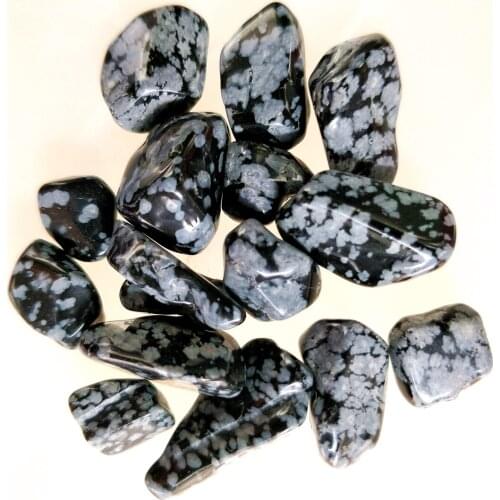 Wholesale Natural Cheap Snowflake Obsidian Tumble Stone Popular Black Obsidian Gravels Worry Stone For Garden Decorations