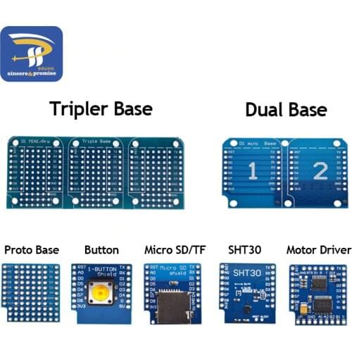ESP8266 D1 Mini Pro WiFi Development NodeMcu Lua Button Motor Driver Micro SD/TF SHT30 Proto Board Dual Base for WeMos DIY Kit