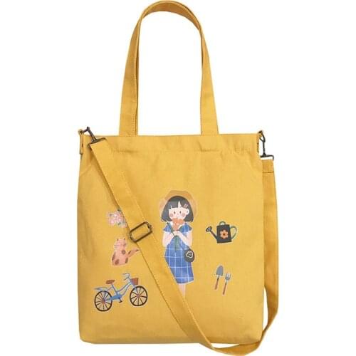 PURFAY Women Cute Printing Canvas Tote Ladies Casual Shoulder Bag Foldable Shopping Bags Beach Bag Female Handbag Canvas Backpac