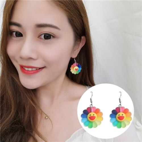Sun Flower Cute Flower Earrings Colorful Little Daisy Temperament Earrings for Women Simple Fashion Trendy Jewelry Party