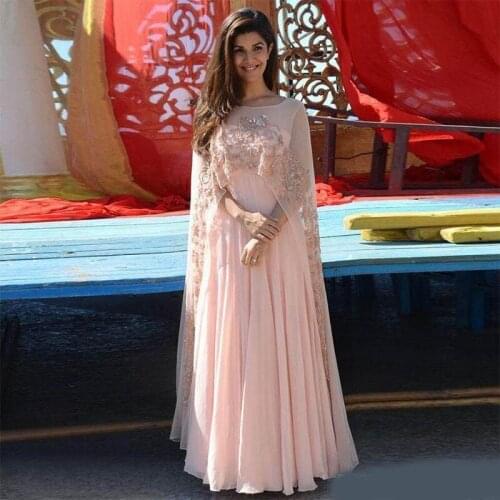 Pink Chiffon Wrap A Line Elegant Dresses Evening Wear Formal Prom Gowns Beads Lace Applique vestidos de quinceañera Abiti
