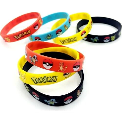 Pokemon Silicone Bracelet Pikachu Wristband Cartoon Bangle Fashion Jewelry Accessories Adult Boy Girl Christmas Birthday Gift