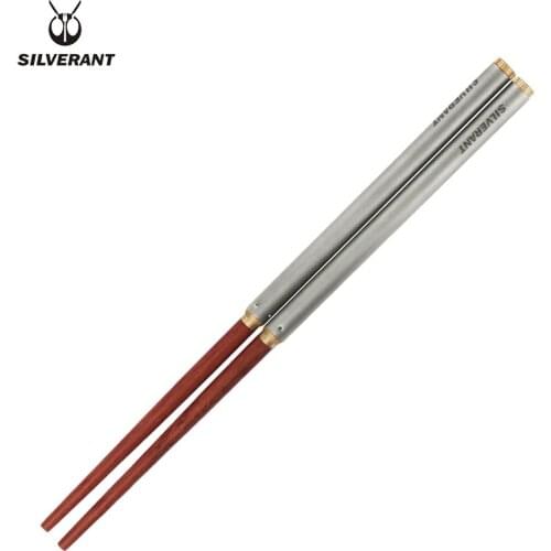 Silverant pure titanium mahogany folding storage portable chopsticks camping outdoor tableware food grade durable ultra-light