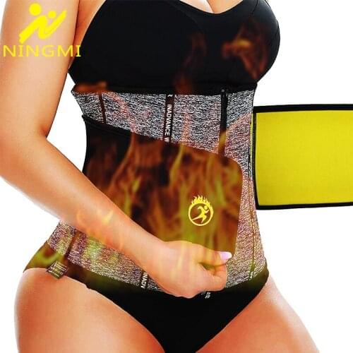 NINGMI High Waist Trainer Slimming Body Shaper Women Weight Loss Neoprene Sauna Belt Shapewear Waist Cincher Zipper Fajas Corset