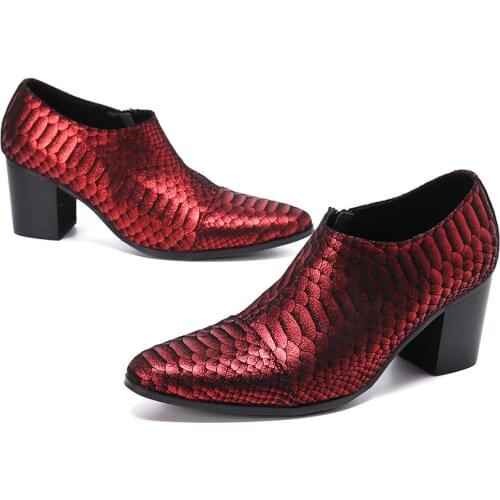 Mens Shoes High Heels Snake Skin Leather Zip Oxford Shoes For Men Classic Gents Official Wedding Mens Dress Shoes Zapatos Hombre