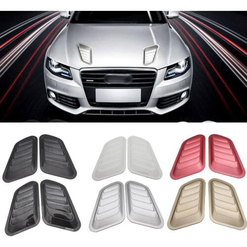 1 Pair 4colors Universal Fit All Car Sticker ABS Decorative Air Flow Intake Bonnet Vent Cover Hood New Drop shipping