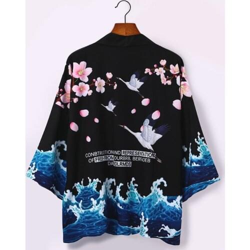 Japanese Kimono Cardigan Men Samurai Costume Clothing Kimono Jacket Mens Kimono Shirt