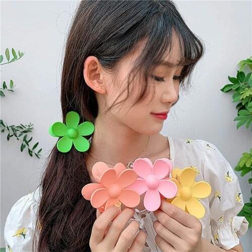 Candy Color Big Flower Acrylic Hair Claws Women Girls Cute Hair Clips Hairpin Fashion Hair Accessories
