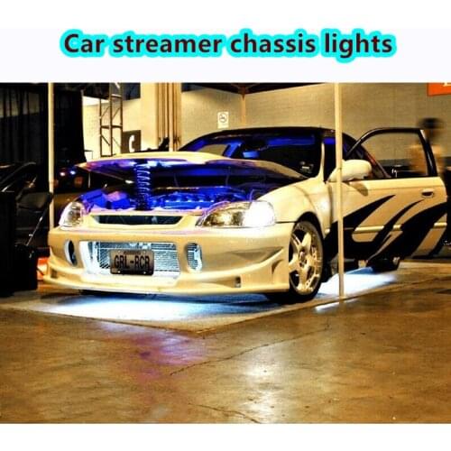 4x Streamer Car Underglow Flexible Strip LED APP Control Decorative Atmosphere Lamp Under Tube Underbody System Neon Light Kit