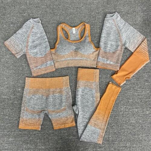 5PCS Seamless Women Yoga Sets Sport Gym suits Wear Running Clothes women Fitness Sport Yoga Suit Long Sleeve yoga clothing