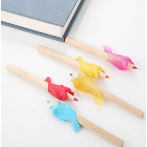 High Quality Silicone 5Pcs Best Gift Dolphin Fish Style Children Pencil Students Hold a Pen writing Posture Correction