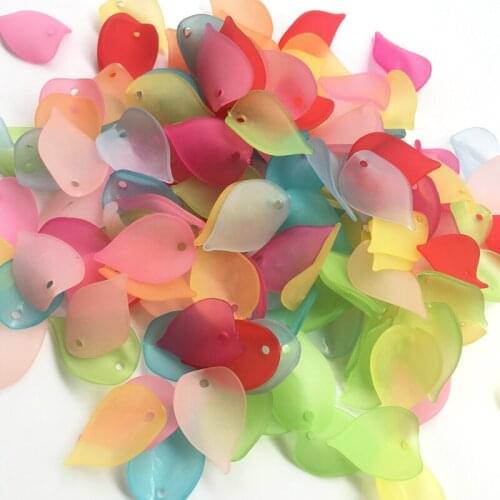 14*20mm Acrylic Scrub Frosted flower beads single color piece leaves Cheap beads for needlework and Jewelry making Meideheng