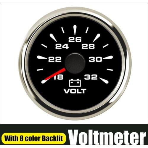 Auto Volt Meter Marine Waterproof Voltmeter With 8 Colors Backlight Voltage Gauge Fit For Car Boat Yacht Motorcycle 18-32V