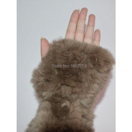 China Post Free Shipping SJ065 New Arrival Soft Real Rex Rabbit Knit Fur Mittens