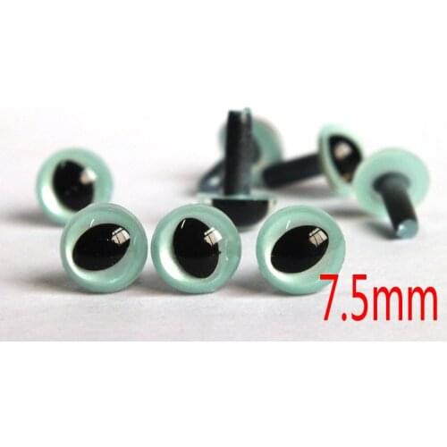 7.5mm Silver Gray Safety cats eyes with locking metal washers for DIY Doll