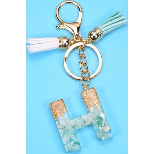 26 English Letter Keychains Acrylic Tassel Key Holder For Women Girls Bag AccessoriesKey Chain Ring Birthday Charm Pendant Gift