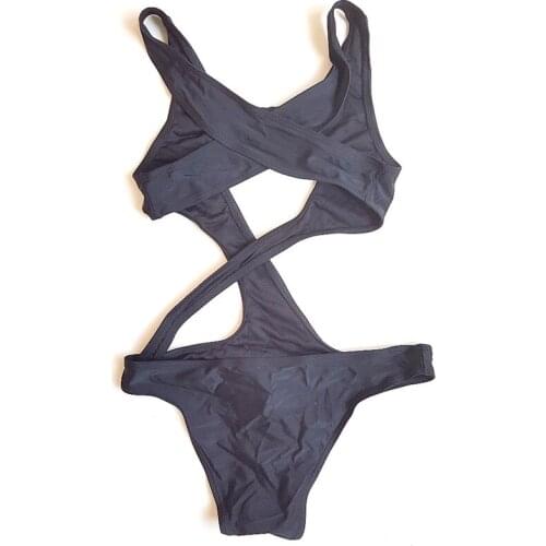 One Piece Female Swimsuit Lingerie Style Black Trikinis Hollow Out Swimwear Bathing Suits Bandage Women Swimming Wear