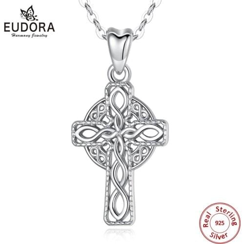 EUDORA 925 Sterling Silver solid Cross Statement Necklace simple Cross Pendant Tiny Necklace fashion Jewelry birthday gift D241