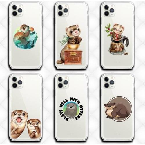 NBDRUICAI Cute Cartoon Otter Phone Case Clear for iphone 12 11 Pro max mini XS 8 7 6 6S Plus X 5S SE 2020 XR cover
